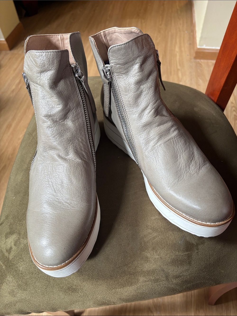 Women's "Silent D" Taupe Wedge Ankle Boots
